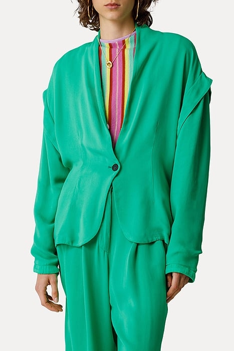 ECO FRIENDLY VISCOSE GEORGETTE DECONSTRUCTED JACKET MOJITO 2