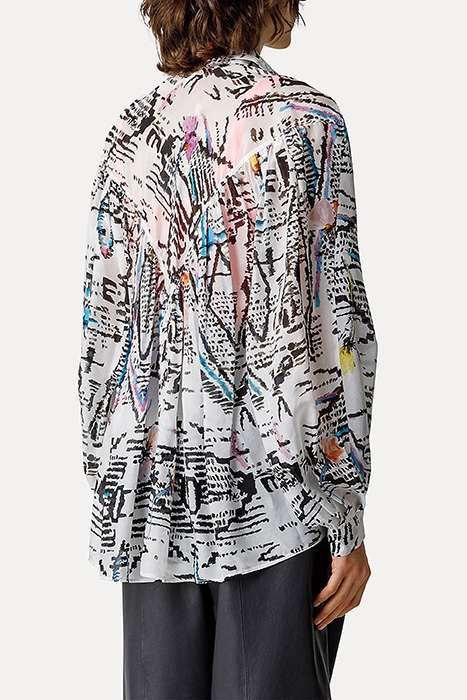 "GOOD VIBES" PRINT CO/SE SILK BOHEMIAN SHIRT AVORIO 3