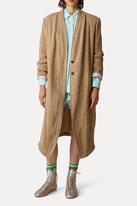 LINEN COTTON JACQUARD FLUID COAT NOCCIOLA 2