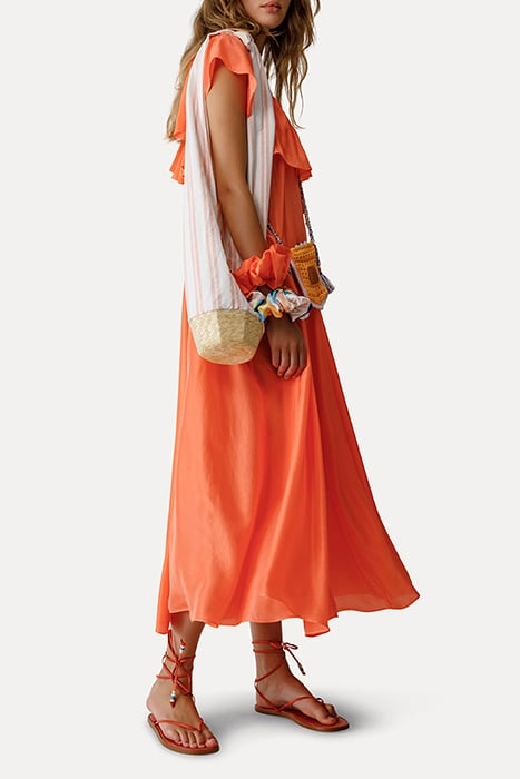 SILK HABOTAY DÉCOLLETÉ DRESS ORANGINA 4