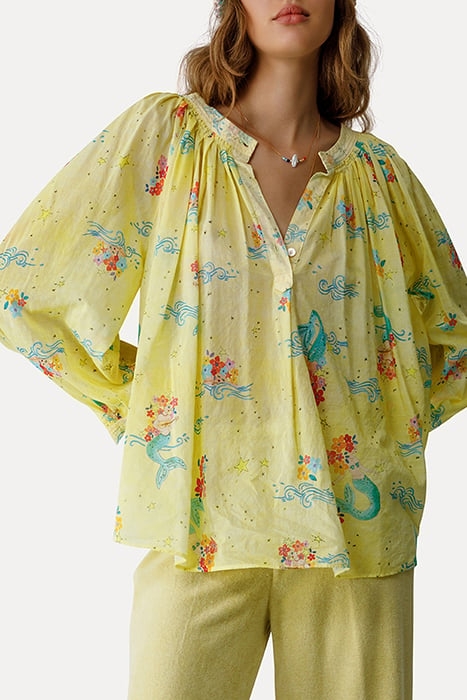 "THE MERMAIDS SONG" PRINT VOILE BOHEMIAN SHIRT ARIA 2