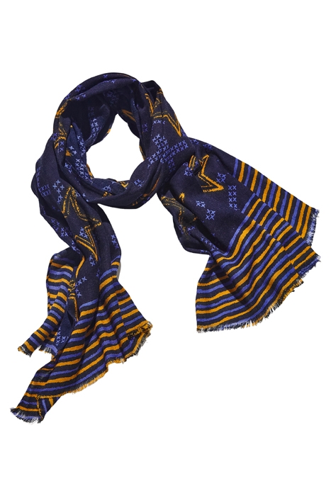 STAR STRIPE WOOL SCARF NAVY MULTI 1