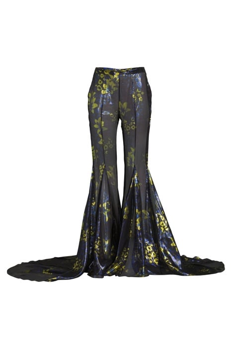 WOMEN‘S FLARED TRANSPARENT TROUSERS BLUE LILLY PRINT 3