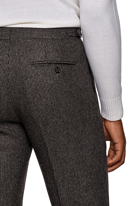 DARK BROWN HOUNDSTOOTH PLEATED BRENTWOOD TROUSERS 6