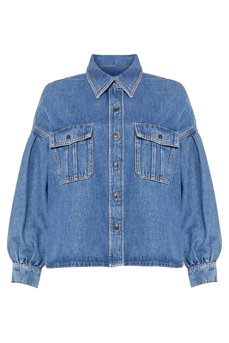 PENELOPE DENIM PUFF SLV SHIRT MID VINTAGE 4