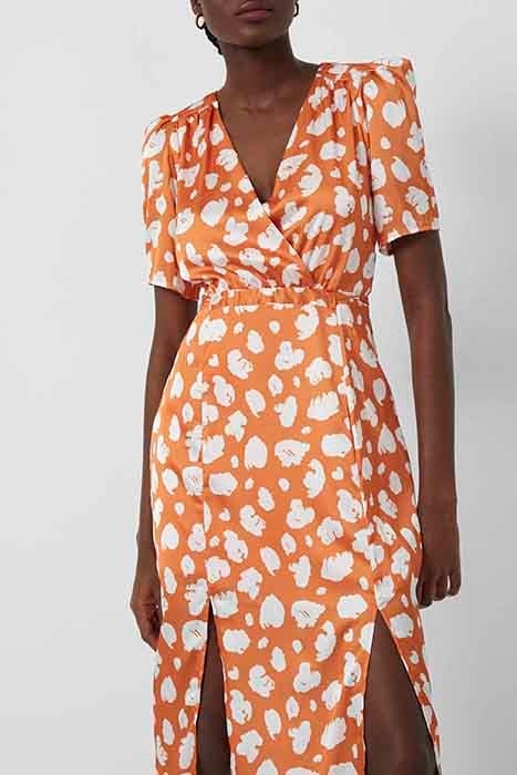 AIMEE INU SATIN FT SPLIT DRESS BURNT ORANGE-CL CRM 6