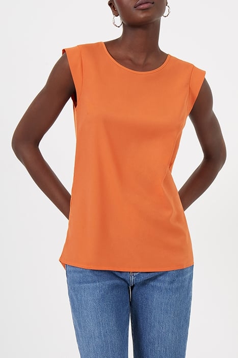 CREPE LIGHT CAPPED SLEEVE TEE BURNT ORANGE 1