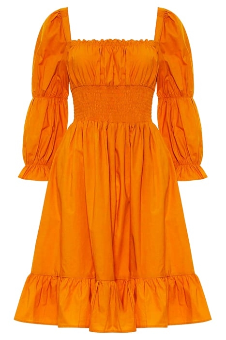 SINDEY COTTON SATIN DRESS BURNT ORANGE 1