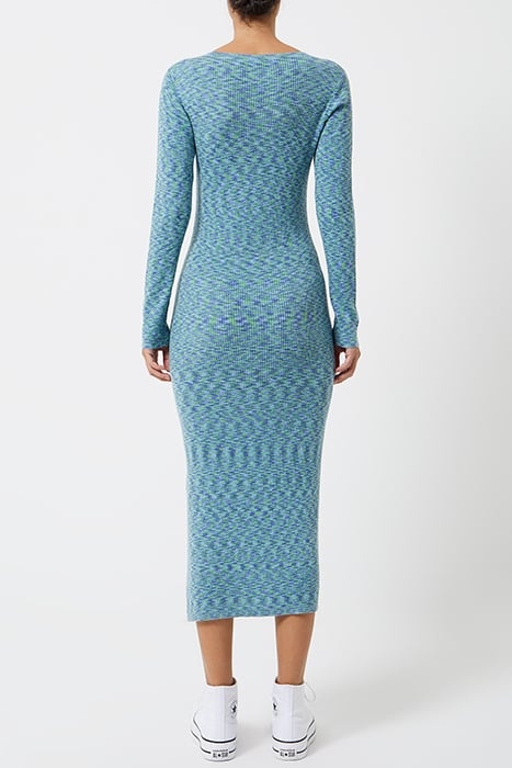 JANNA SPACE DYE MIDI DRESS GREEN FLASH MULTI 2