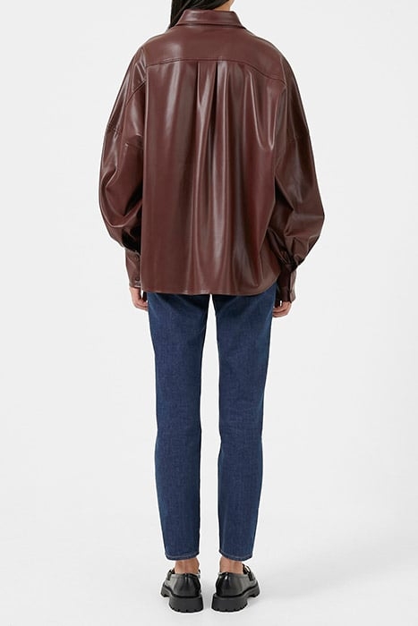 ETTA VEGAN LTH PUFF SLV BLOUSE BITTER CHOCOLATE 3