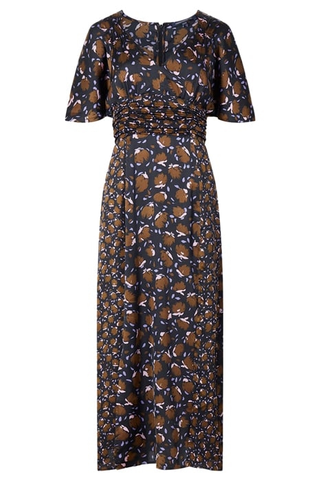 INGRID INU SAT DRAPE MIDI DRES BLACK MULTI 6