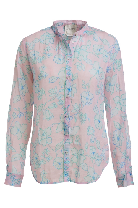 "TRUE COLORS" PRINT COTTON SILK VOILE GRANDFATHER SHIRT MOJI 1