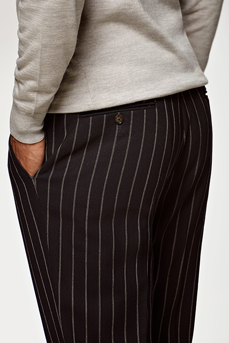 NAVY STRIPED DRAWSTRING AMES TROUSERS 5