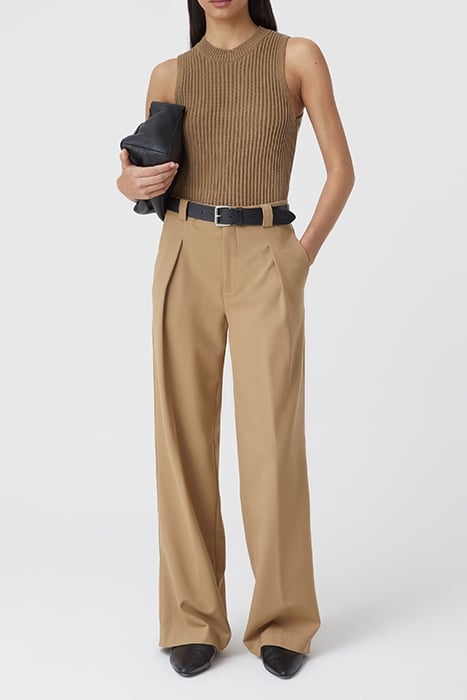 WOMEN CREW NECK RACER TOP KNITS NUTMEG 3