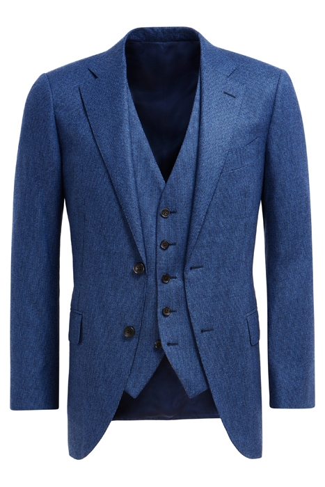 MID BLUE HOUNDSTOOTH THREE-PIECE LAZIO SUIT 7