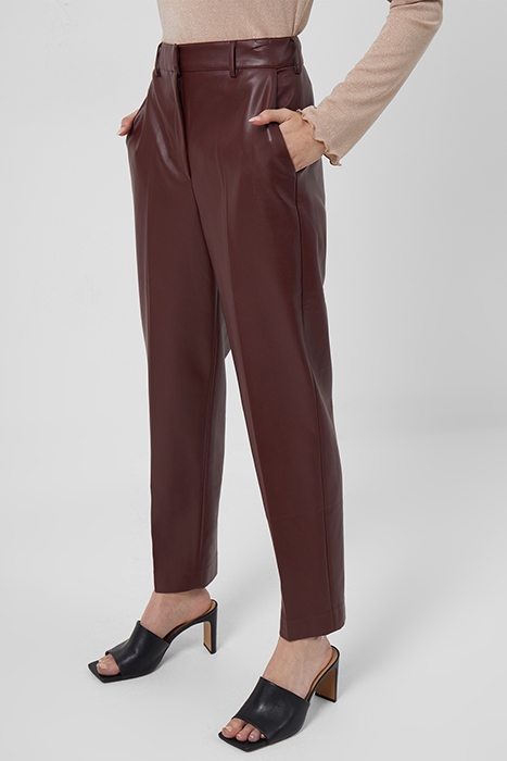 CROLENDA PU TAPERED TROUSER BITTER CHOCOLATE 1