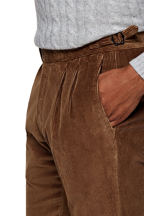MID BROWN PLEATED BRADDON TROUSERS 4