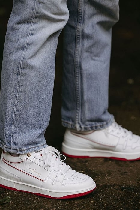 THE BROOKLYN LOW - NAPPA WHITE/RED 2