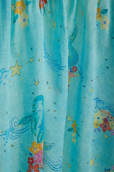 "THE MERMAIDS SONG" PRINT VOILE TOP ACQUA 3