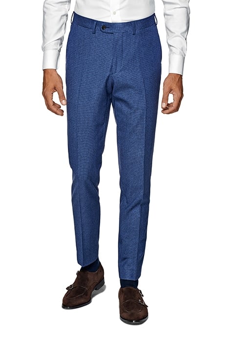 MID BLUE HOUNDSTOOTH THREE-PIECE LAZIO SUIT 4