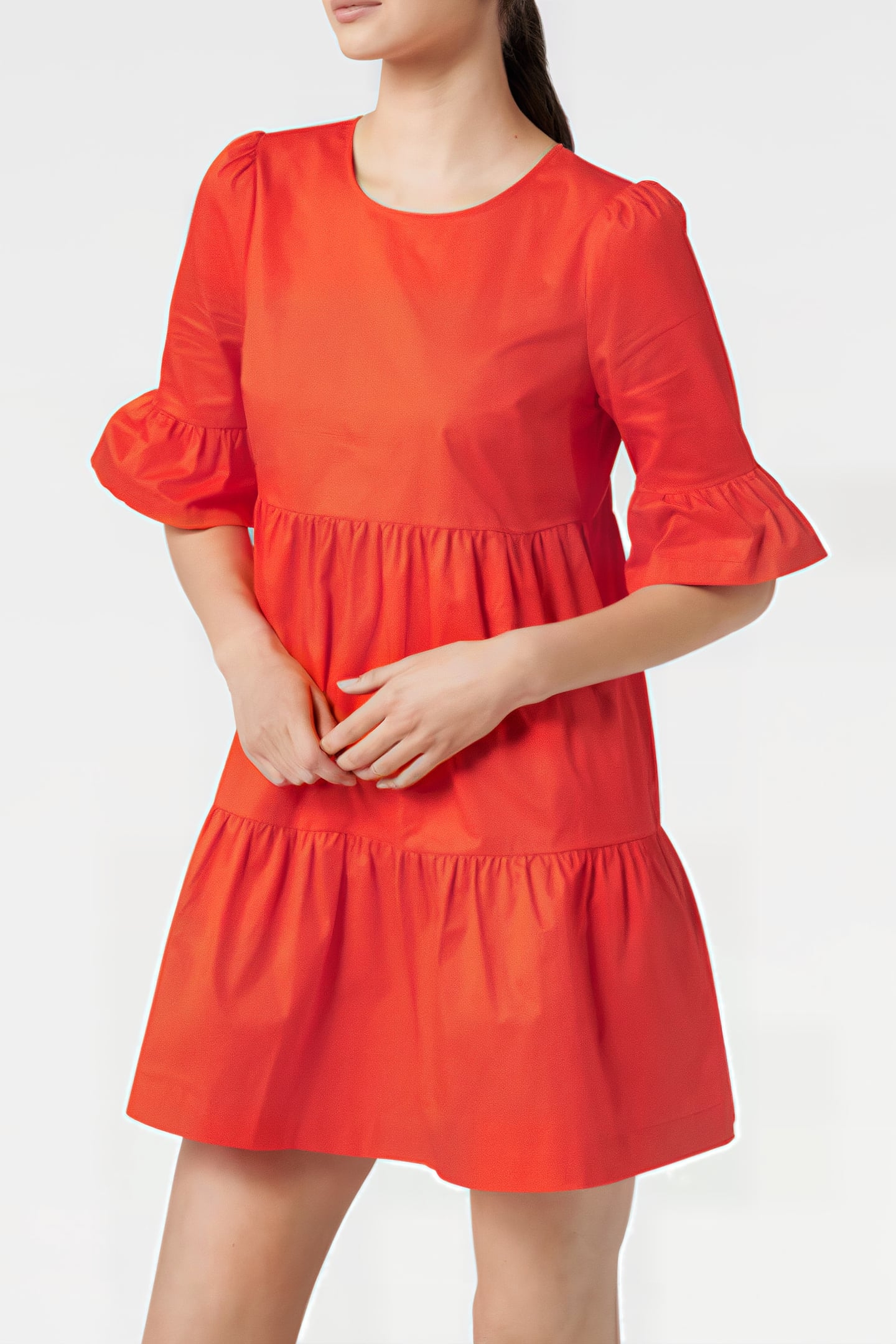 BRYDIE COTTON SMOCK DRESS RED 4