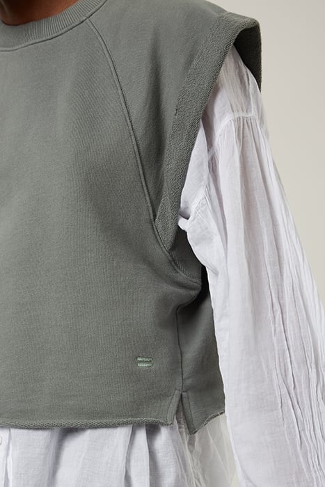 CROPPED SHORTSLEEVE SWEATER GREY GREEN 3