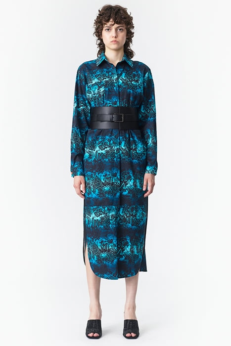 OVERSIZED SHIRT DRESS SNAKE PRINT BLUE 1