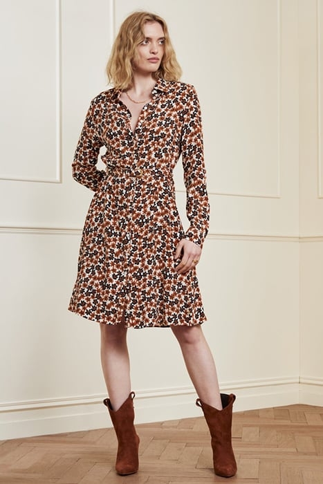 HAYLEY DRESS CREAM WHITE/COGNAC 1