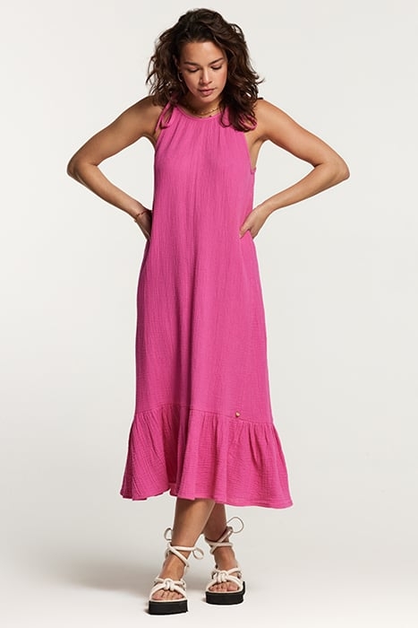 ANTIBES DRESS MOUSSELINE WAFFLE AZALEA PINK 1