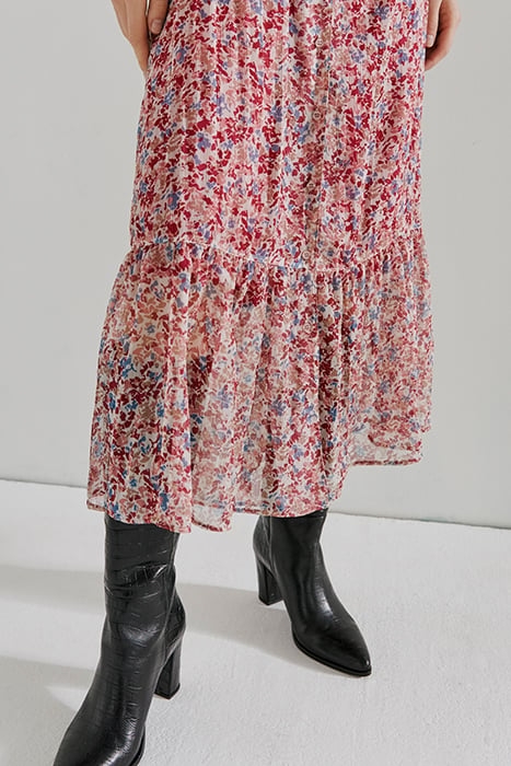 FLORAL PRINT SHORT SLEEVE LONG DRESS 2