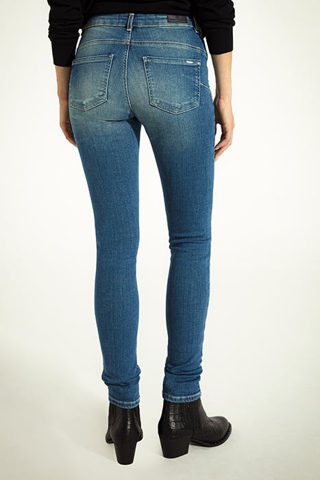 BLUE PIERCED SCULPT-UP MID-WAIST SLIM JEANS 2