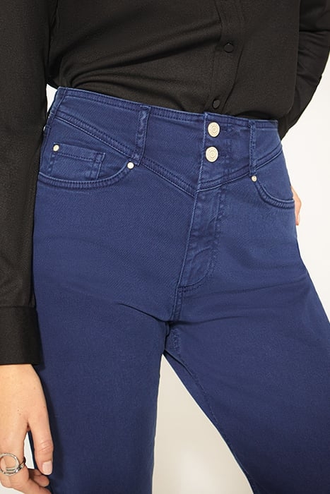 NAVY BLUE MID-RISE CROPPED SLOUCHY JEANS 4