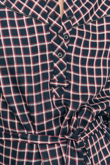 TARTAN BELTED SHIRT DRESS WITH METALLIC THREAD 5