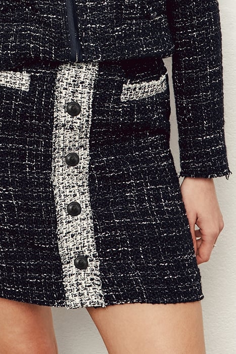 BLACK & WHITE TWEED SHORT SKIRT, BUTTONS ON FRONT 4