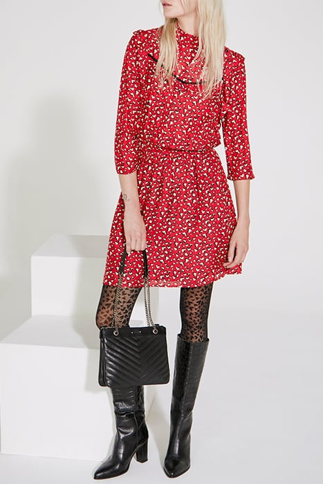 HEART PRINT SHORT DRESS WITH RUFFLES AND LACE 2