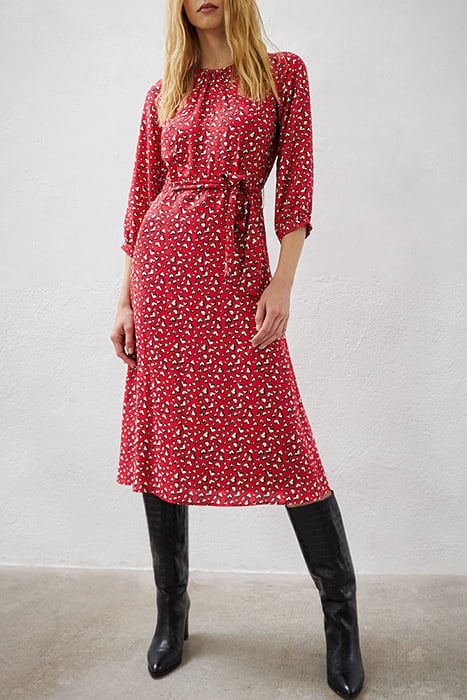 HEART PRINT MIDI DRESS WITH LACE 1
