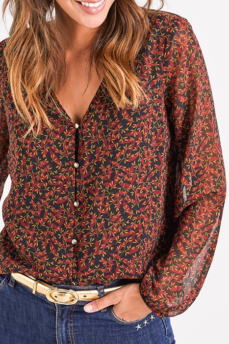 BLACK LEAF PRINT BLOUSE 4