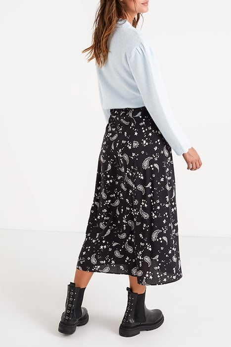 BLACK PAISLEY PRINT LONG SKIRT 3