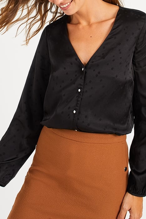 BLACK JACQUARD POLKA DOT MOTIF BLOUSE 4