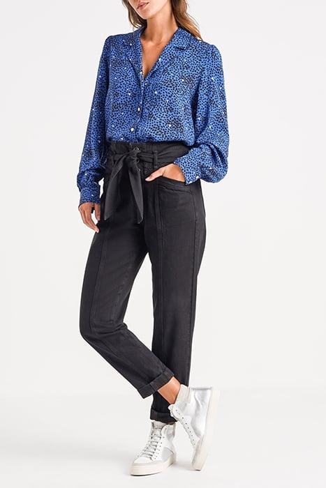 BLACK SLOUCHY JEANS WITH VISIBLE PRESS STUDS 1