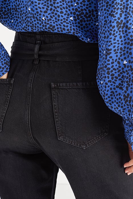 BLACK SLOUCHY JEANS WITH VISIBLE PRESS STUDS 7