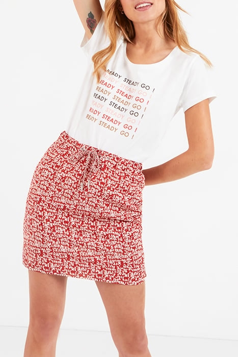 CANDY RED MINI-LETTER PRINT SHORT SKIRT 5
