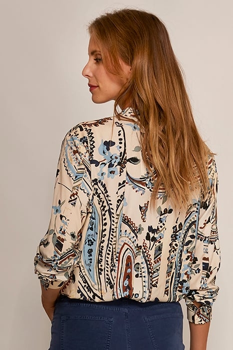 VNECK SHIRT FRONTPLEAT LS MULTI 3