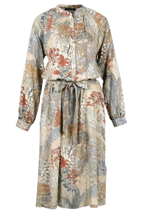 DRESS FROWNCED NECKLINE LS BLUE 1