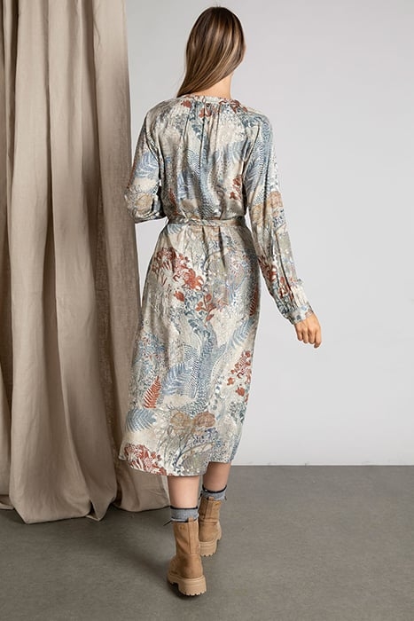 DRESS FROWNCED NECKLINE LS BLUE 3