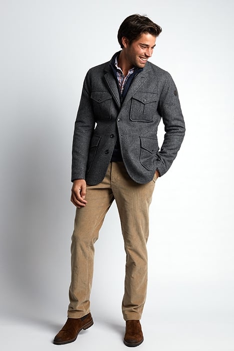 MULTI PKT QUILTED BLAZER GREY 2