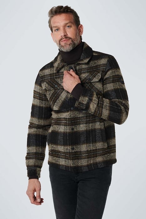 JACKET SHORT FIT KNITTED CHECK WITH WOOL BLACK 2