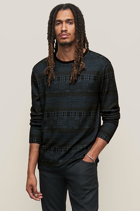 READE LS PATTERN MIX CREW WITH COLD DYE TITANIUM BLUE 1