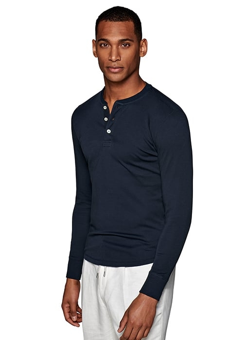 NAVY HENLEY T SHIRT 1