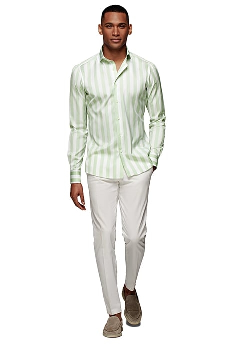 GREEN STRIPED EXTRA SLIM FIT SHIRT 3
